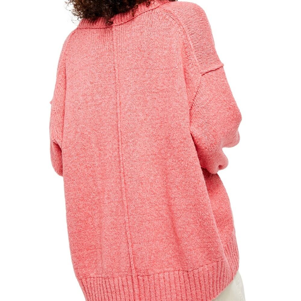 NEW Free People Sweater Brookside Bright Pink Scoop Neck Tunic Women’s Small - Picture 5 of 6